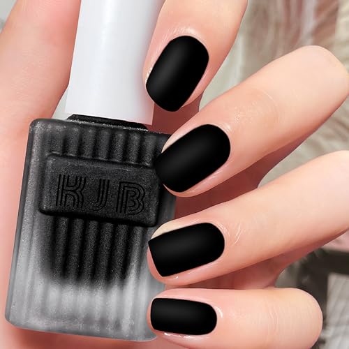 Schwarz Matte Nagellacke – Schnell Trocknend Ungiftig – Langanhaltender Wasserbasierter Nagellack für Frauen Nail Art Maniküre Kunst Ohne UV-Lampe, Regulärer Nagellack, 12ml (Black)