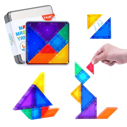 YPLUS Tangram Magnetisch – Neugierig machendes und unterhaltsames Reisespiel für Kinder ab 4, IQ Spiele, Flugzeug-Gadgets, perfektes Mitgebsel, sicher und leicht tragbar