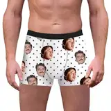 Eauptffy Personalisierte 2025 Boxershorts für Herren mit Foto Gesicht Benutzerdefinierte UnterhoseLustige Retroshorts Für Männer Valentinstag St. Patricks Geburtstag Geschenk Anpassen Boxer Briefs