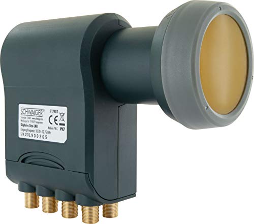 SCHWAIGER 7402 Octo LNB 8 Teilnehmer Low Noise Blockconverter LNC Sun Protect digital hitzebeständig LNB-Kappe Satellitenschüssel-Zubehör für Multischalter Wetterschutz vergoldete Kontakte anthrazit