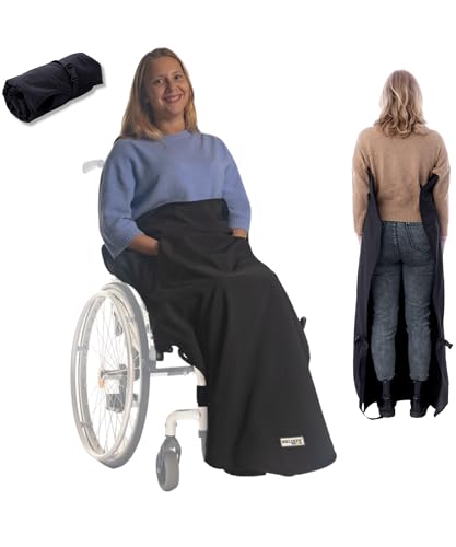 BELIEFF Rollstuhl Fleecedecke fur Outdoor - Größe 140x90x35 cm Schützt vor Regen Kälte und Wind Taschen für Hände 100% Polyester und komplett mit Fleece Gefüttert (mit offener Unterseite)