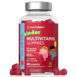 Multivitamin Gummibärchen für Kinder | 14 wichtige Nährstoffe mit Jod, Zink, Vitamin C, E, D, B6, B7, B12 & Chrom | 60 Gummies | Natürlicher Erdbeergeschmack | by Horbaach