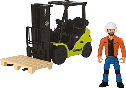 Dickie Toys - Gabelstapler für Kinder - (Clark S25 Forklift Set), bewegliches Spielzeug-Fahrzeug (16 cm) mit Figur und Palette, für Kinder ab 3 Jahren