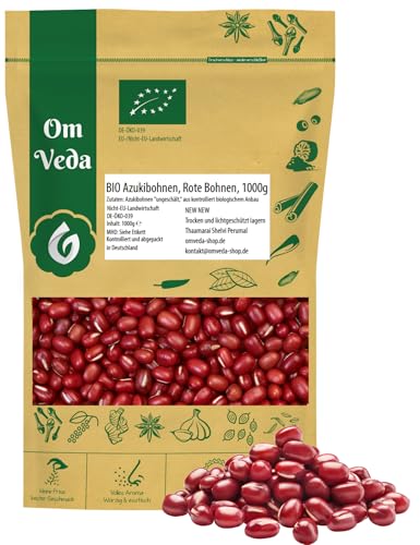 BIO Azukibohnen 1000g | Getrocknete Rote Bohnen aus biologischem Anbau (DE-ÖKO-039) | Vielseitig für Süßspeisen, Salate, Suppen & Beilagen | Fettarm & ohne Zusatzstoffe
