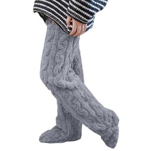 Unisex Socken Schwarz Abdeckung Hause Knie Socken Dicke Hosen Bein Wärmer Mode Weiche Stretch Socken Strümpfe Bierkrug (Light Gray, One Size)
