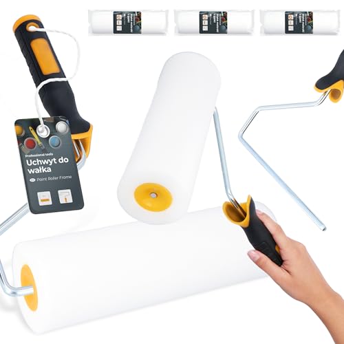 3x Schaumwalze 25 cm Schaumrolle Ersatzwalze Lackierwalze Lackierrolle Malerset Farbe Lack Beize Farbbügel Farbroller Set Schaumstoff Malerei Renovierung