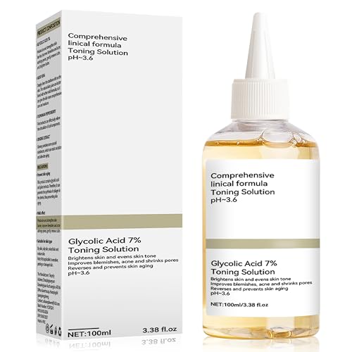 Glycolic Acid 7% Toning Solution, Glykolsäure Toner, geeignet für alle Hauttypen, Hydrating Toner, Peeling, Unreinheiten, Akne, Feuchtigkeit Spenden und Stärken Haut