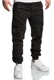 REPUBLIX Herren Jogger Cargo Chino Jeans Hose R7020 Schwarz W33