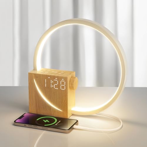 blonbar Nachttischlampe mit Wake Up Licht Wecker,Touch Control Dimmbar, Tischlampe mit 10W USB-Ladefunktion, 3 Stufige Helligkeit Nachtlicht für Schlafzimmer Wohnzimmer