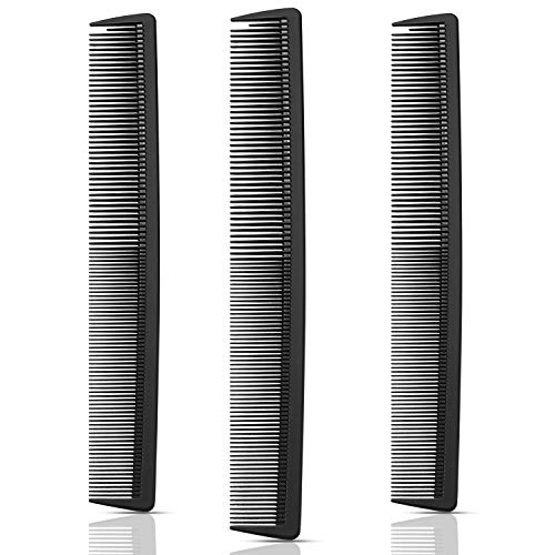 3 Stücke Karbon Fiber Haar Schneide Kamm Fein- und Standardzahn Haarkamm Antistatische Hitzebeständige Kämme Schwarzes Friseur Styling Kämme für Männer Frauen Haus Salon Haarstyling Pflege