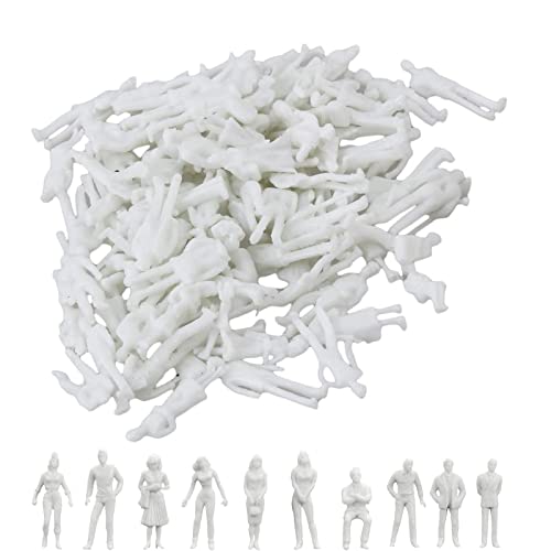 100 PCS Modell Figuren Weiß Unbemalt Verschieden stehende Figuren Passanten Spur H0 1:100, Verschiedene Posen Miniaturleute, Personen Figurine für architektonisches Planungsprojekt Modelleisenbahn