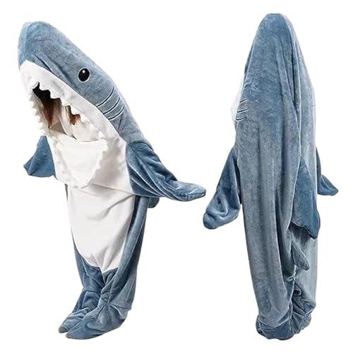 Shark Blanket für Erwachsene,Hai Decke Zum Anziehen, Gemütlicher Flanell Haidecke Erwachsene, Kuschel Hai Decke Schlafanzug, Haifisch Decke Einheitsgröße für alle, Shark Hoodie Super Weich, Gemütlich