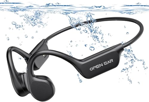 Relxhome Knochenschall Kopfhörer, Kopfhörer Schwimmen Eingebaute 32GB Speicher, MP3 Sport Kopfhörer Bluetooth 5.3, IPX8 Wasserdicht, Open Ear Kopfhörer für Schwimmen Laufen, 10 Stunden Spielzeit