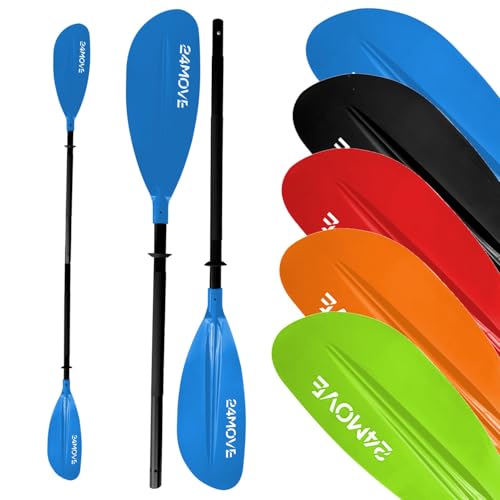 24MOVE® Doppelpaddel LAGO Paddel 220cm Kanupaddel Aluminium, Stand-Up Paddling, Paddel für Kajak, Schlauchboot, verstellbar, blau