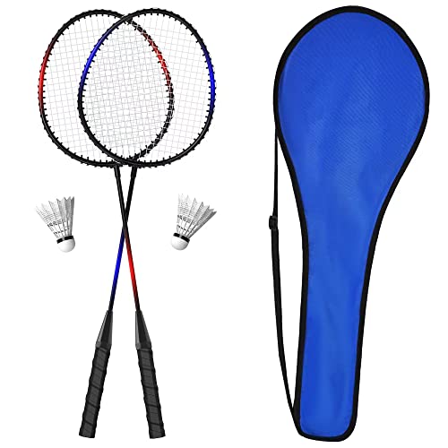 KH Federball Set Badminton Schläger Set 2-4 Spieler für Erwachsene Kinder, leicht und stabil, Schläger, Federbälle und Tragetasche im Lieferumfang