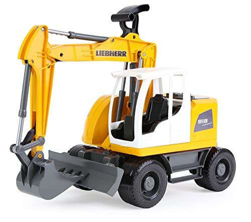 Lena 04611 - Worxx Schaufelbagger Modell Liebherr A918 Compact Litronic, ca. 48 cm, Baustellen Spielfahrzeug für Kinder ab 3 Jahre, robuster Bagger mit funktionstüchtigem Baggerarm und Schiebeschild