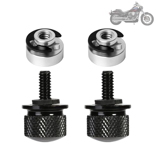 HAPPOW 2 Set Motorrad Aluminium Sitz Schraube, 6mm Motorrad Sitzschrauben für Harley Davidson Sportster, Ersatzschrauben Kompatibel mit Harley, Dana, Road King, Big Glide, Fat Boy (Schwarz) ﻿