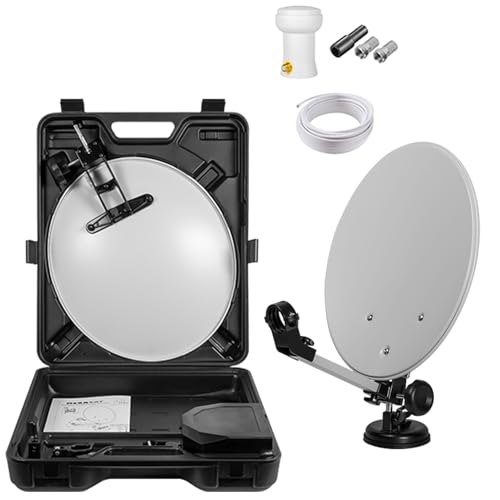 RedStar24 Mobile Camping-Sat-Anlage Komplettset im Koffer - 40cm Mini Satellitenschüssel mit Digital LNB 0,1, 10m Kabel - Geeignet für HDTV, UHD, 3D, 4K - Ideal für Wohnwagen & Outdoor