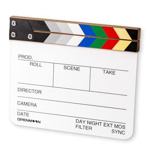OPENMOON Professionelle Filmklappe aus Acryl mit integriertem Clapper, lebendige Farben für Videoaufnahmen, Filme und Actionszenen