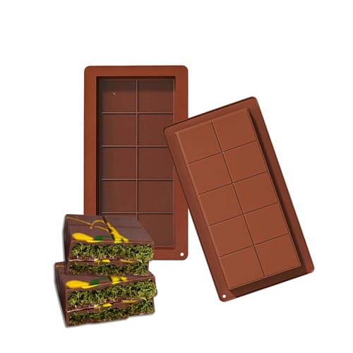 Schokoladenform Silikon Tief Schokoladentafel Form 2 Stück Silikonform Schokoladentafel Tiefe Schokoladenform Extra Tief Schokolade Form für Schokolade Praline Süßigkeiten (2 Stück)