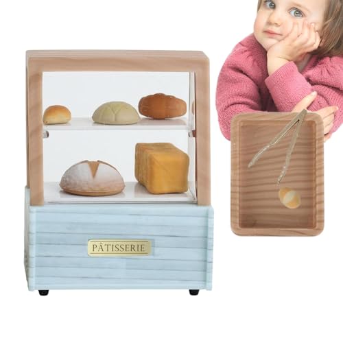 Aznever Miniatur-Dessertschrank, Miniatur-Gebäckkoffer Puppenhaus | Puppenhaus im Maßstab 1:12,Miniaturladen, Bäckerei, Dessertschrank | Kuchenständer-Vitrine, -Bäckereikoffer für Kinder ab 3