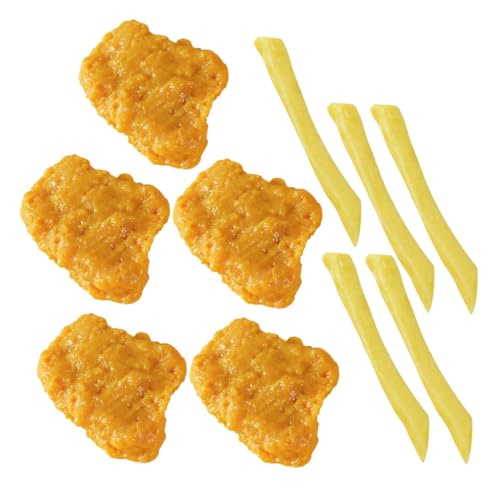 GARVALON 1 Set Gefälschte Chicken Nuggets Und Pommes Frites Imitiertes Lebensmittelmodell Künstliche Chicken Nuggets Gefälschtes Lebensmittelmodell Chicken Nuggets Requisiten