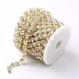 Strass-Kette, 6 mm, 9,1 m, Strassbesatz, Glas, Strassbesatz, Metall, Goldkristall, SS38 (8 mm), 4,5 m