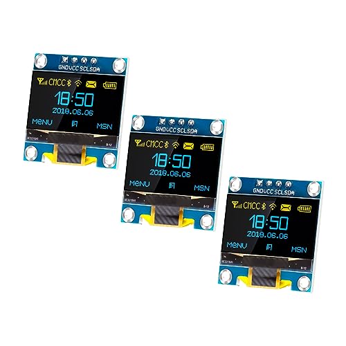 APKLVSR 3PCS 0,96 Zoll OLED Display I2C 128 x 64 Pixel I2C Bildschirm Anzeigemodul,0,96 Zoll OLED Display I2C IIC-Bildschirm Anzeigemodul kompatibel mit Arduino Raspberry Pi (Gelb und Blau)