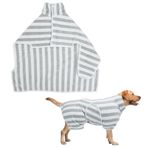 Hunde-Bademantel, Handtuch, Mikrofaser-Hundehandtuch, superweich, Korallen-Fleece, schnell trocknend, verstellbarer Hunde-Bademantel für Bad, Schwimmen, nasse Spaziergänge (S)