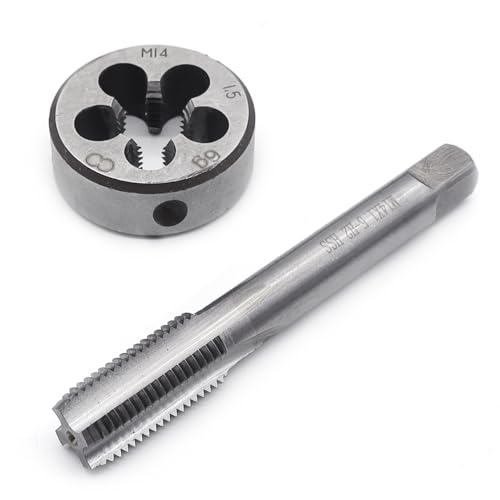 Aoyswuz 2 Stück M14 X 1,5 mm Gewindebohrer Runde Zähne Set Stahl Schneideisen Gewindebohrer Set für Gewindeschneiden, Reparaturarbeiten
