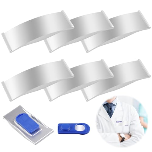 HOMURY Namensschilder Magnet: 6 Stück, Modisch Gewölbte Name Tags, Magnetisch Einfach Anzubringen, Für Berufsbekleidung Und Veranstaltungen (75 X 32 mm - Silber)