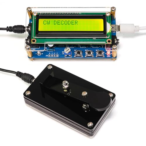 JOFUUM Upgraded CW Morse Code Decoder Kit mit Digitalem LCD und Gehäuse Plus Tasten-Set