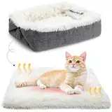 MAIYADUO Weiches Katzenbett Waschbar 42x36 cm Plüsch Haustierbett für Katzen und Kleine Hunde, 2 in 1 Katzenbett Schlafsack Warmes Haus Katzenkissen Katzendecke Waschbares Nest Bett für Katzen