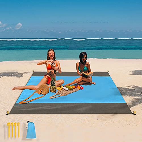 Rayolon Picknickdecke, Stranddecke, sandig, 210 x 200 cm, ultraleicht, kompakt, sandabweisend, wasserdichte Strandmatte, Outdoor-Campingdecke, 4 Befestigungsecken, für Wandern, Strand, Reisen und Pic