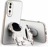 Miagon Kreativ Astronaut Ständer Hülle für Honor 70 Pro,Cute Mädchen Dünn Galvanisierte Schutzhülle Weiches Case Bumper mit Astronaut Halter Kickständer