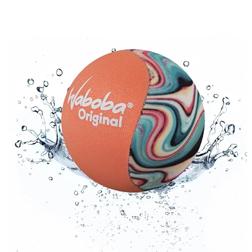 Waboba Original Wasserhüpfball - Wasserfestes Strandspielzeug, Poolspiele für Kinder & Erwachsene, Outdoor-Spaß - Model Design (5,6 cm) - Orange Swirls