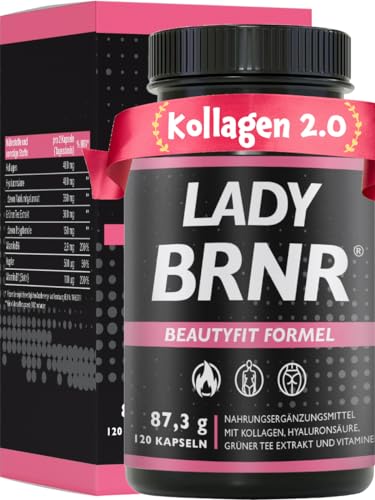 BRNR LADY BRNR - BeautyFit Stoffwechsel Formel mit Vitamin B6, Bindegewebe mit Kupfer, Kollagen, Hyaluron hochdosiert, Biotin, 120 Kapseln