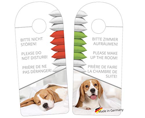 Neuwieder Kalender Verlag GmbH 10er Pack Hotel Türanhänger, Türschild Bitte Nicht stören, besetzt oder frei Motiv Hund für Hotels oder Pensionen mit Folienkaschierung zum feucht Abwischen