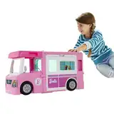 Barbie 3-in-1 Super Abenteuer-Camper mit Zubehör, Pool, umbaubarem Truck, Barbie-Boots, 60 Barbie-Camping-Zubehörteilen, ohne Barbie-Puppe, als Geschenk für Kinder ab 3 Jahren geeignet, GHL93