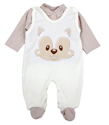 TupTam Baby Mädchen Jungen Strampler mit Langarmshirt Aufdruck Spruch 2 teilig, Farbe: Fuchs Beige, Größe: 56