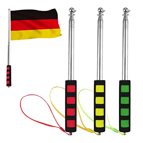 JSMTKJ 3 Stücke Teleskop Fahnenmast Edelstahl Fahnenmast Tragbarer Ausziehbarer Tragbarer Fahnenmast für Reise Camping Ausflüge Wettbewerbe Reiseleiter Lehrer
