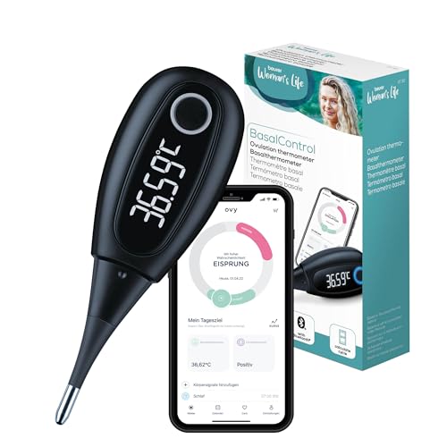 Beurer OT 30 BasalControl Smart, digitales Basalthermometer mit Bluetooth, Zykluskontrolle und natürliche Familienplanung mit Ovy App, präzise Temperaturmessung, Schwangerschaftsplanung