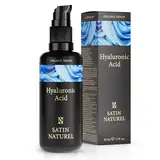 Hyaluron Serum hochdosiert 50ml - Hyaluronsäure Serum Gesicht - Vegan - Gesichtspflege Männer und Frauen - Anti Aging Hyaluronic Acid Gesichtsserum mit Bio Aloe Vera - Made in Germany - Satin Naturel