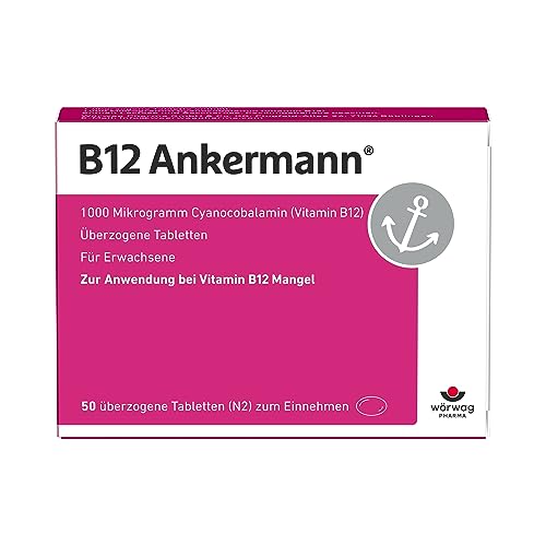 B12 Ankermann® Vitamin B12: Bei Müdigkeit und Erschöpfung, Vitamin B12 Tabletten hochdosiert mit 1.000 µg, 50 Stück