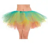 DELIBEST Erwachsenen-Rock, 5-lagig, Tutu, Polyester, klassischer Tüll-Tutus für Party, Ball, Halloween Gr. Einheitsgröße, regenbogenfarben