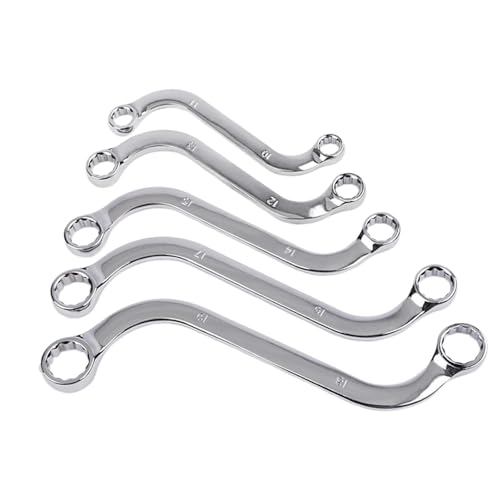S-Schraubenschlüssel-Box, S-Style-Schraubenschlüssel-Set | 5-teiliges, Hochglanzpoliertes Schraubenschlüssel-Set, Metrisches S-förmiges 5-teiliges Schraubenschlüssel-Set, Doppelseitiges Schraubenschlü