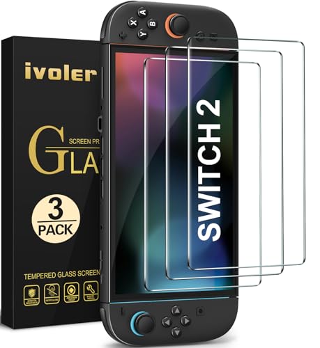 ivoler 3 Stücke Panzerglas für Nintendo Switch 2 Model 2025, Schutzfolie Folie Displayschutzfolie für Nintendo Switch [Anti Kratzer][Bläschenfrei][HD Clear]