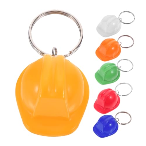 Kisangel 6 Stück Bauhut Schlüsselanhänger Bauparty Gastgeschenke Mini Bauhut Miniatur Bauhüte Schlüsselanhänger Sicherheitszubehör Zubehör Bulk Mini Hard Hat Kunststoff