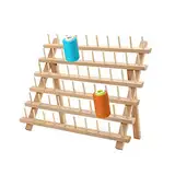 Queiting 60 Spulen Garnrollenhalter Holz Fadenhalter Fadenspulen Spulenhalter Garnregal Garnrollen Organizer zum Aufhängen an Wand oder Aufstellen für Stickerei Quilten Nähen Haare Flechten