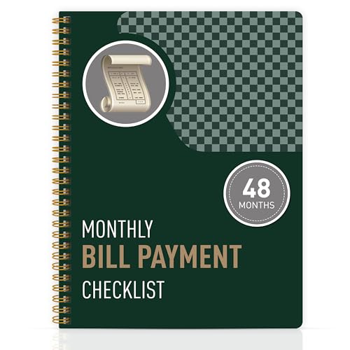 Checkliste für monatliche Rechnungszahlung – Rechnungs-Tracker-Notizbuch und Budgetplaner, Rechnungs-Organizer und Ausgaben-Tracker für persönliche Finanzbudgetierung, 20,3 x 25,4 cm, Grün